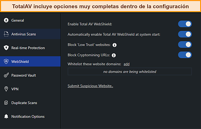 Captura de pantalla de los manuales de configuraci&oacute;n de TotalAvs.