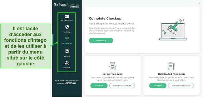 Capture d'&eacute;cran de l'interface intuitive de l'application Windows d'Intego