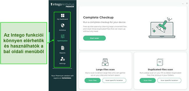 K&eacute;pernyők&eacute;p az Intego intuit&iacute;v Windows alkalmaz&aacute;sfel&uuml;let&eacute;ről