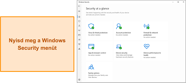K&eacute;pernyők&eacute;p a Windows biztons&aacute;g főmen&uuml;j&eacute;ről