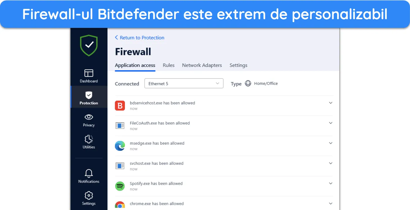 Puteți personaliza setările paravanului de protecție Bitdefender după bunul plac.