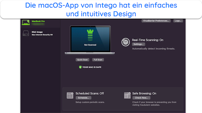 Screenshot der App-Oberfl&auml;che von Intego unter macOS
