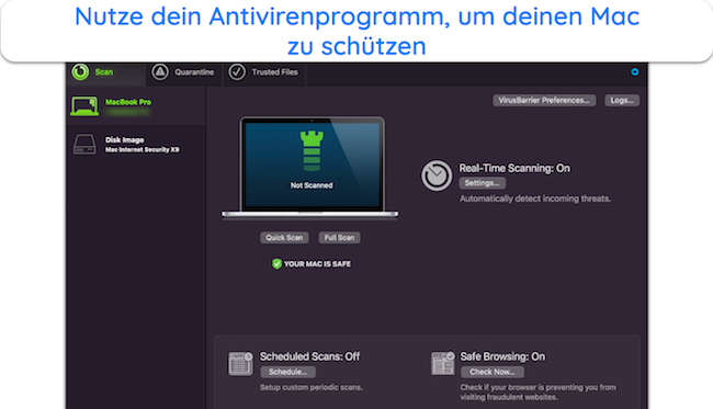 Screenshot des Hauptmen&uuml;s von Intego nach der Installation