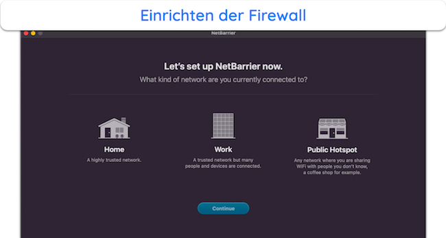 Screenshot des Firewall-Setup-Men&uuml;s von Intego