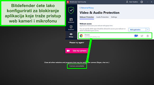 Snimka zaslona Bitdefendera koji blokira pristup web stranici web stranici.