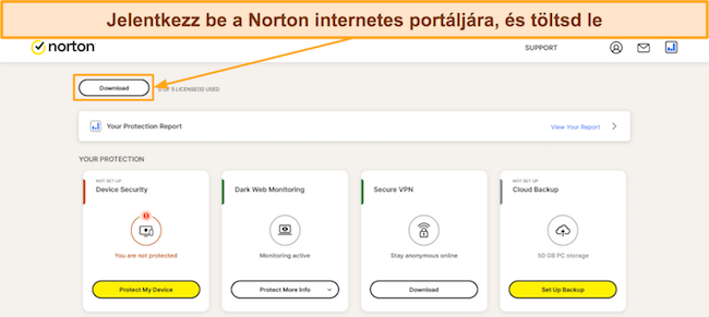 Képernyőkép a Norton árterveiről