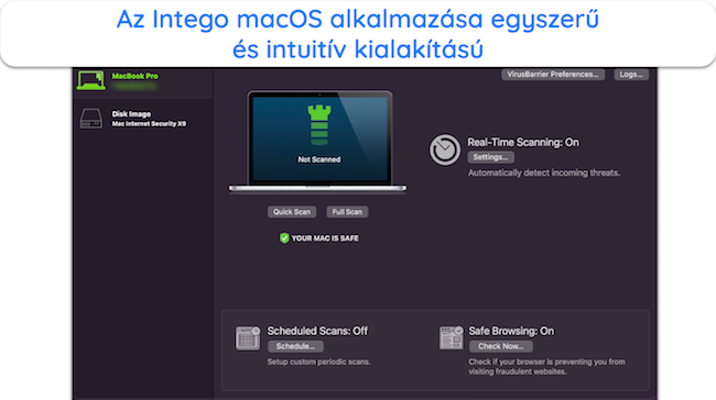 K&eacute;pernyők&eacute;p az Intego alkalmaz&aacute;sfel&uuml;let&eacute;ről a macOS rendszeren