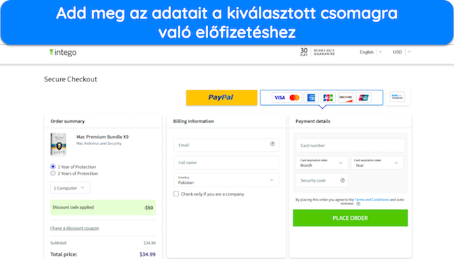 K&eacute;pernyők&eacute;p az Intego-csomagra val&oacute; előfizet&eacute;s m&oacute;dj&aacute;r&oacute;l