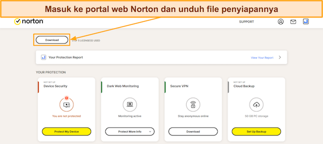 Tangkapan layar paket harga Norton