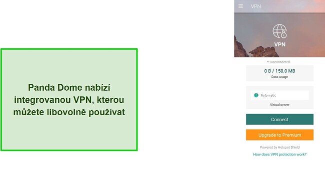 Vestavěný VPN v Panda Dome