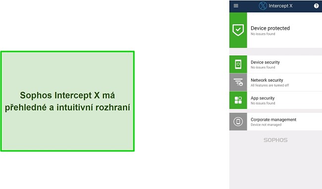 Intuitivní rozhraní Sophos Intercept X