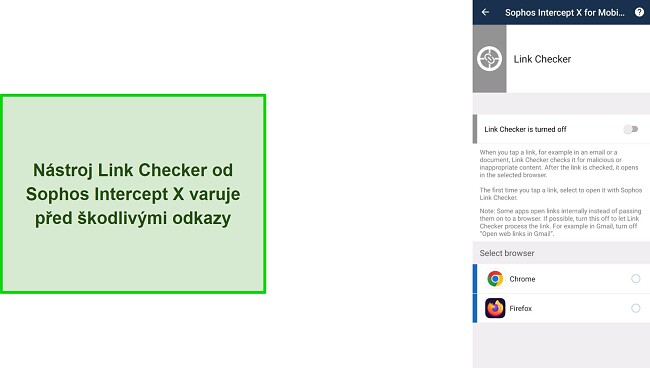 Ověřovač odkazů Sophos Intercept X
