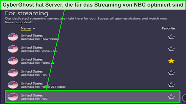So schauen Sie sich NBC an CyberGhost verf&uuml;gt &uuml;ber einen NBC-Streaming-Server