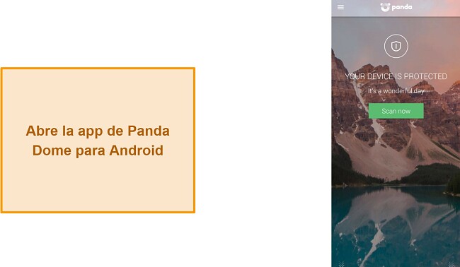 Captura de pantalla de la pantalla principal de la aplicaci&oacute;n Panda Dome