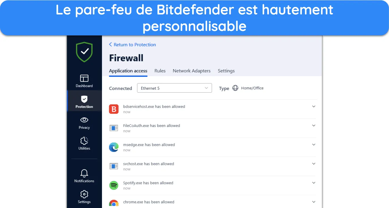 Vous pouvez personnaliser les param&egrave;tres du pare-feu de Bitdefender &agrave; votre guise.