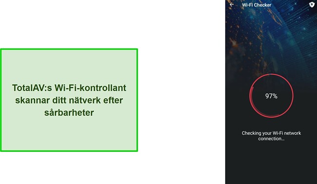 Skärmdump av TotalAV med WiFi-kontroll
