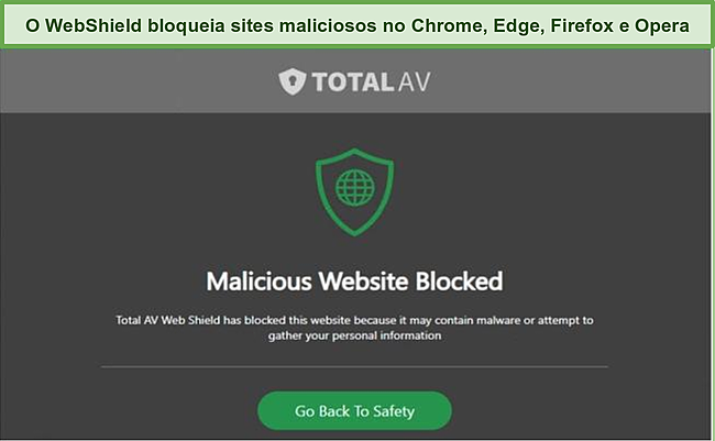 Captura de tela da interface de usu&aacute;rio do fornecedor TotalAV no smartphone, tablet e desktop.