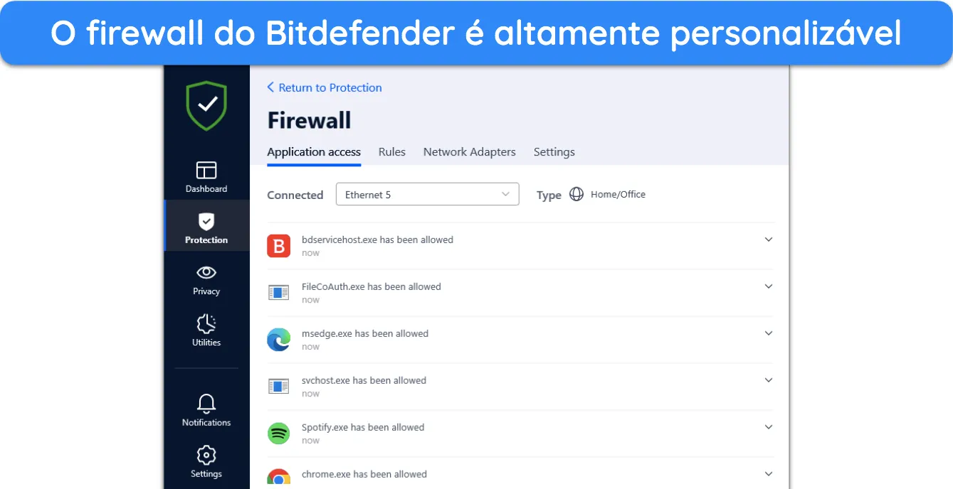 Voc&ecirc; pode personalizar as configura&ccedil;&otilde;es do firewall do Bitdefender conforme sua prefer&ecirc;ncia.