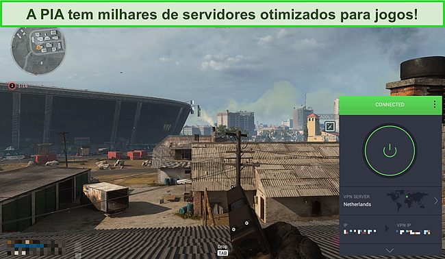 Captura de tela de Call of Duty: Warzone com uma conex&atilde;o PIA.