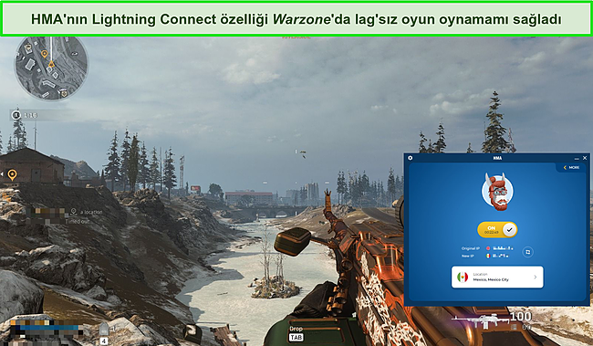HMA bağlantılı Call of Duty: Warzone'un ekran g&ouml;r&uuml;nt&uuml;s&uuml;.