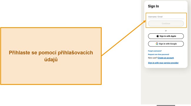 Sn&iacute;mek obrazovky přihla&scaron;ovac&iacute; str&aacute;nky Norton Mobile Security