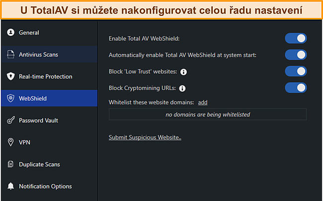Screenshot z Manu&aacute;lů nastaven&iacute; TotalAvs.