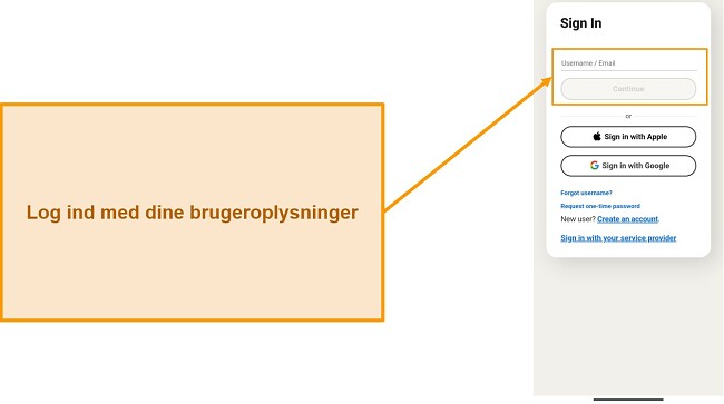 Sk&aelig;rmbillede af Norton Mobile Securitys login-side