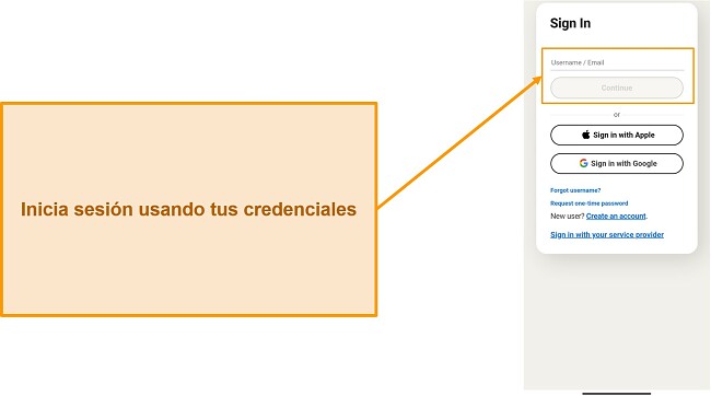 Captura de pantalla de la p&aacute;gina de inicio de sesi&oacute;n de Norton Mobile Security