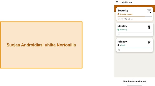 Kuvakaappaus Norton Mobile Securityn p&auml;&auml;
