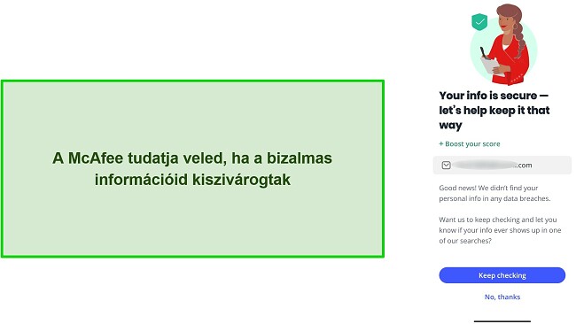 K&eacute;pernyők&eacute;p a McAfee adatsziv&aacute;rg&aacute;s-ellenőrzőj&eacute;ről
