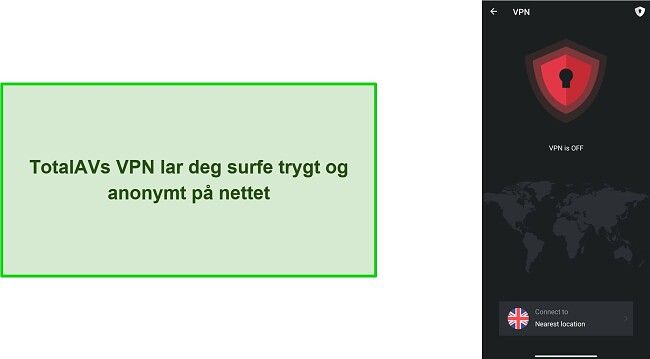 Skjermbilde av TotalAVs VPN p&aring; Android
