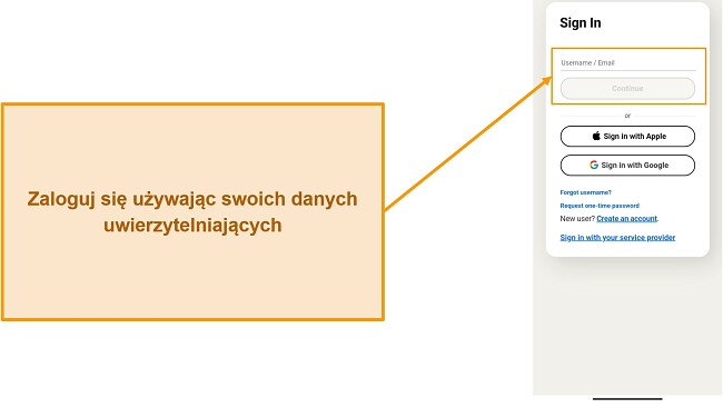 Zrzut ekranu strony logowania programu Norton Mobile Security