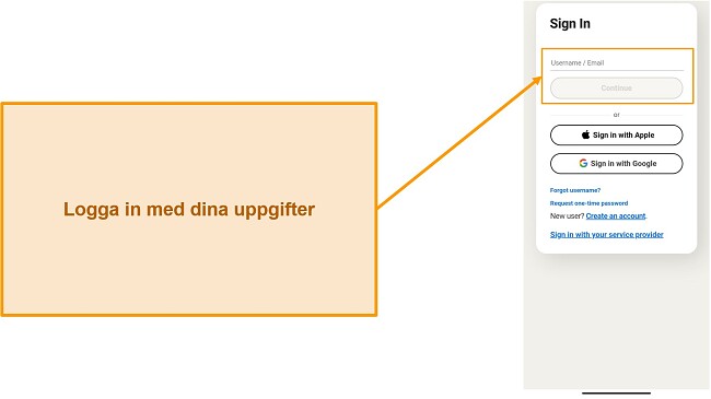 Sk&auml;rmdump av Norton Mobile Securitys inloggningssida