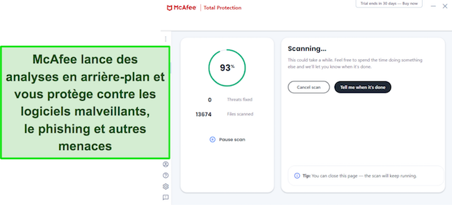 Le syst&egrave;me avanc&eacute; de pr&eacute;vention des menaces de McAfee prot&egrave;ge votre t&eacute;l&eacute;phone contre le piratage