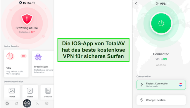 TotalAV VPN &ndash; Beste kostenlose iOS-Antivirus-App