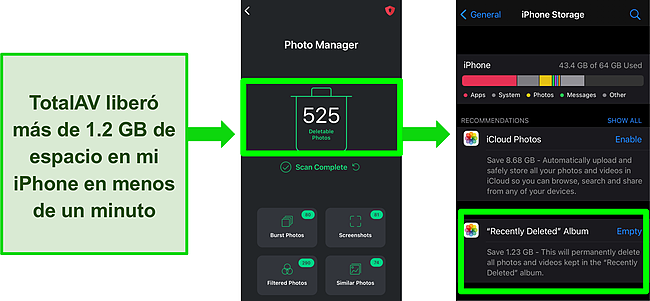 Captura de pantalla de TotalAV Mobile Security para iOS y la funci&oacute;n Photo Manager.