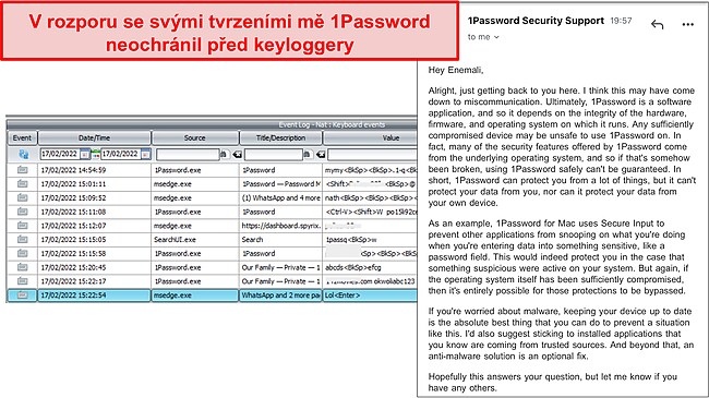 1 Probl&eacute;m s keyloggerem s heslem.