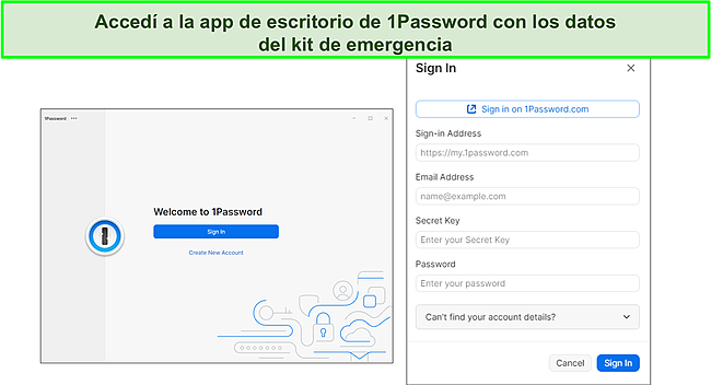Aplicaci&oacute;n de escritorio 1Password.