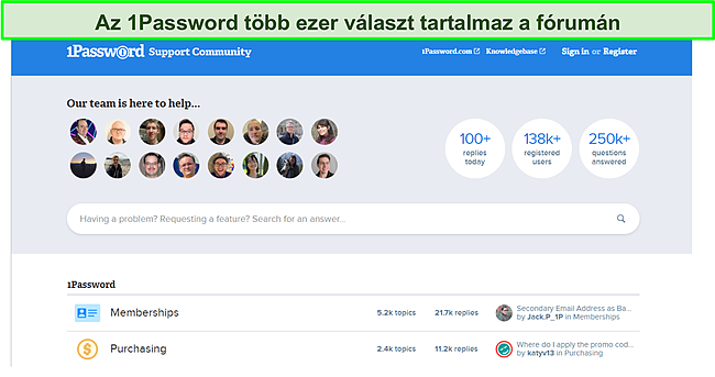 Az 1Password k&ouml;z&ouml;ss&eacute;gi t&aacute;mogat&aacute;st k&iacute;n&aacute;l.