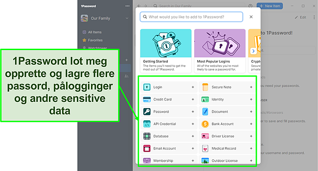 1Password gj&oslash;r det enkelt &aring; legge til passord.