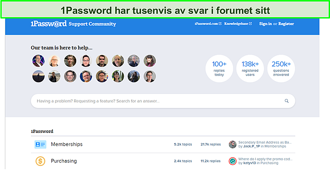 1Password tilbyr fellesskapsst&oslash;tte.