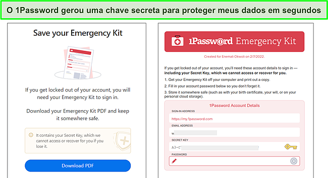 1Kit de emerg&ecirc;ncia com senha.