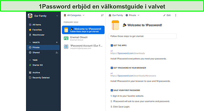 1Password inneh&aring;ller en guide f&ouml;r att komma ig&aring;ng.