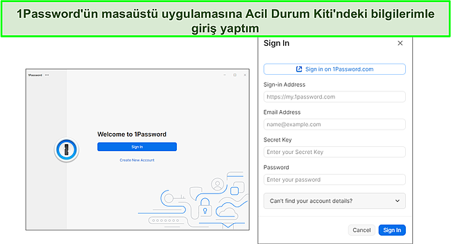 1Password masa&uuml;st&uuml; uygulaması.