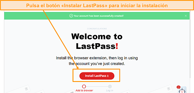 Captura de pantalla del enlace de instalaci&oacute;n de la extensi&oacute;n del navegador de LastPass.