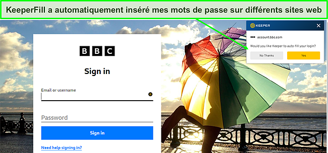 Capture d'&eacute;cran de KeeperFill.