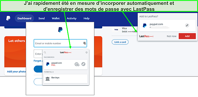 Capture d'&eacute;cran de la fonction de remplissage automatique de LastPass.