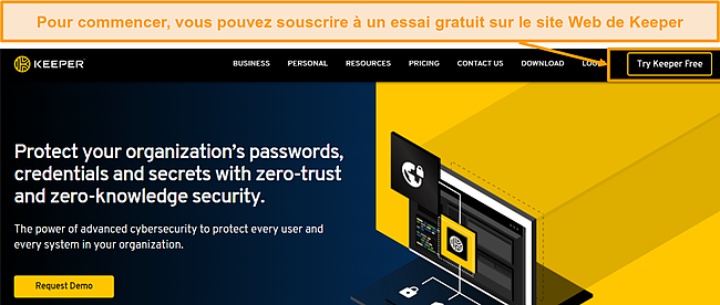 Capture d'&eacute;cran du site Web de Keeper.