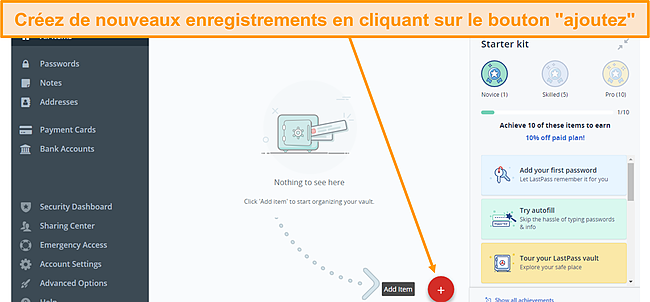 Capture d'&eacute;cran de la nouvelle interface de coffre-fort LastPass.