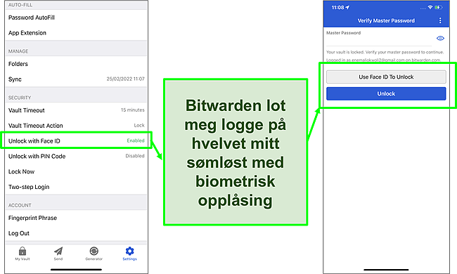 Skjermbilde av Face ID-oppl&aring;sing p&aring; iPhone.